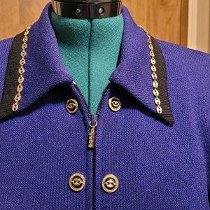 St. John By Marie Gray Collection Cobalt Blue Santana Knit Size 12 Jacket
